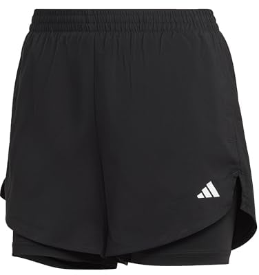 adidas Damen AEROREADY Made for Training Minimal Two-in-One Shorts, Black/White, XXL
