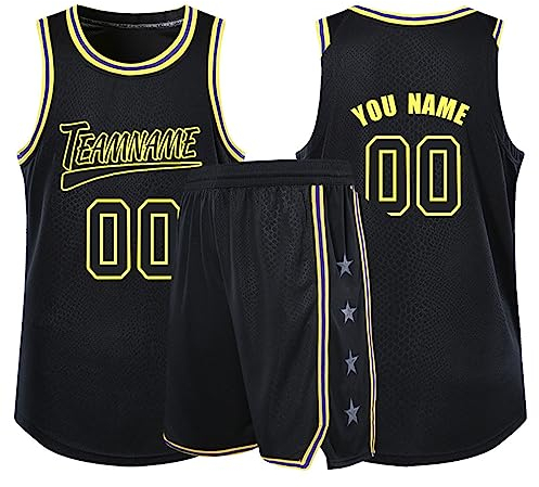 Personalisiertes Basketball-Jersey-Design mit Ihrem Nummern-Teamnamen Personalisiertes Fan-Geschenk-Shirt für Männer/Jugendliche (Color : Schwarz)