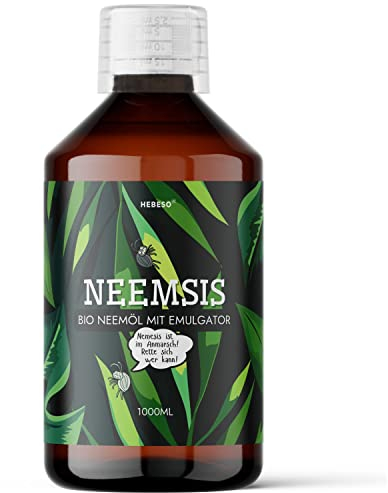 HEBESO® NEEMSIS Organisches Neemöl mit natürlichem Emulgator - Gebrauchsfertig - Kaltgepresst. 100% natürlich. Sicher für die Umwelt. (1000ml)