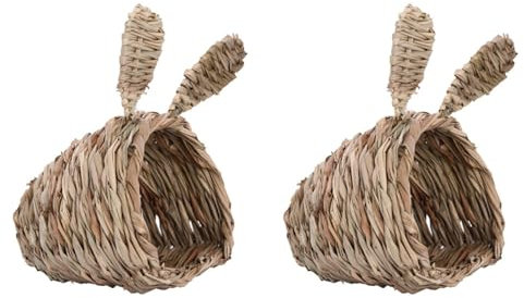 POPETPOP 2 Pcs Pet Grass Nest Guinea Pig Grass Hut Woven Rabbit House Pet Nest Rabbit Handwoven Bed Cave Dog Bed Toy Guinea Pig Bedding Pet Supply Hamster Nest Hibiscus Manual