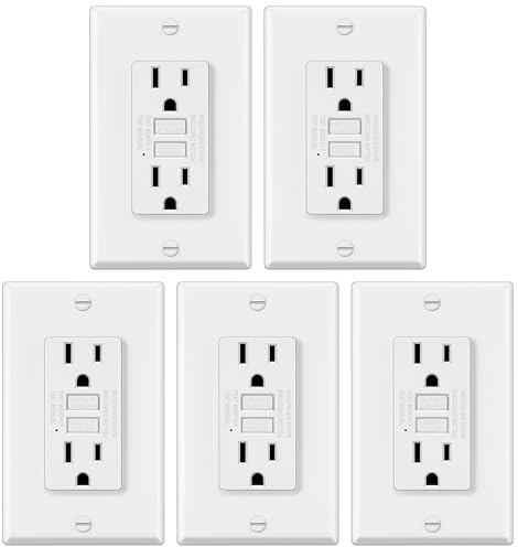 ELECTECK 5 Pack GFCI Outlets 15 Amp, NTR GFI Receptacles, ETL Listed, White