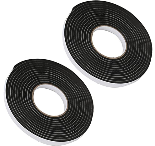 Carkio 2PCS 16.4 Feet EVA Single-Sided Adhesive Foam Tape,Black Strong Adhesive Foam Sealing Weather Stripping,Self Adhesive Insulation for Insulating Door Frame, Window, Air Conditioner(1/4* 0.59)