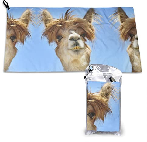 Lustiges Handtuch mit Alpaka-Lama-Druck, schnell trocknend, 40,6 x 80 cm, für Outdoor, Camping, Wandern, Strand, Reisen, Fitnessstudio, Zuhause.