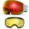 Odoland Skibrille Unisex für Damen und Herren Jungen Rahmenlose Snowboardbrille mit Magnetische Wechselglas UV-Schutz Anti-Nebel Schneebrille Helmkompatible Ski Goggles zum Skifahren Grau Rot