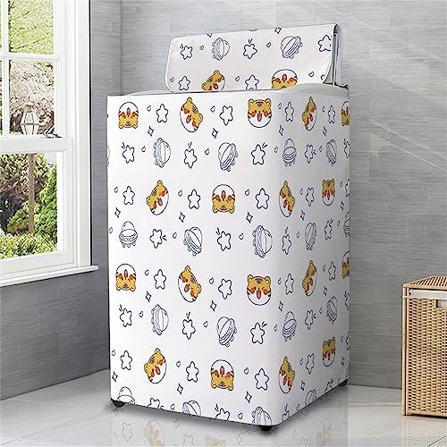 Odot Housse de Protection pour Machine à Laver Chargement par Le Haut, Couvre-Machine Protecteur Anti-Poussière Couverture pour Machine Lave-Linge et Sèche-Linge (Tigre,M)
