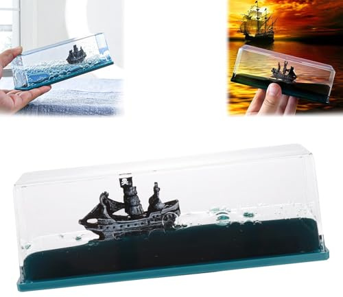 Chilifuli Cruise Ship Fluid Drift Bottle, Unsinkable Boat in a Box, Titanic Model Liquid Wave Decoration, That No Longer Sinks Toy, for Car Display Cases and Gifts-A