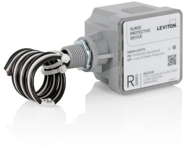 Leviton Type 1 Surge Protective Panel, Residential Home Surge Protection, 120/240 VAC, Split Phase, 36kA per Phase, R2120-B SPD, Gray