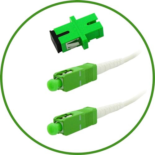 Fibershack - Câble Internet à fibre optique SC/APC blindé blanc de 3 m - Câble et connecteur SCAPC Simplex monomode 3 m