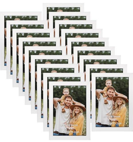 Hoikwo 18 Stück Bilderrahmen Set 10x15 cm, Weiß Fotorahmen Collage für Wohnzimmer Schlafzimmer Kinderzimmer Büro Treppenhaus Flur, Wand- oder Tischaufsteller