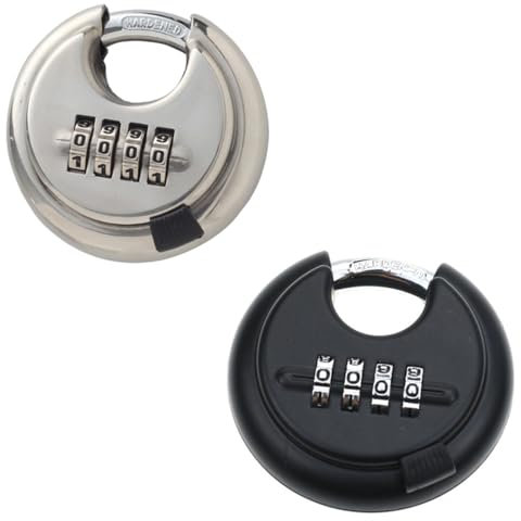 2PCS Heavy Duty Combination Padlock, Waterproof Padlocks Outdoor Stainless Steel Disc Combination Lock Lock for Gate, Shed, Garage, Locker, Gym (Black+Silver)