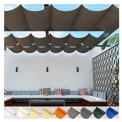 LXBAMKEA Outdoor Vele D'ombra, Copertura Pergola Retrattile A Baldacchino, Sostituzione Copertura Ombreggiante, Anti-UV Protezione Solare Tenda A Onda per Portico Terrazza Giardino