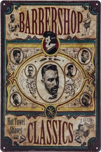 Cartel de chapa, 30 x 20 cm, diseño de barbero