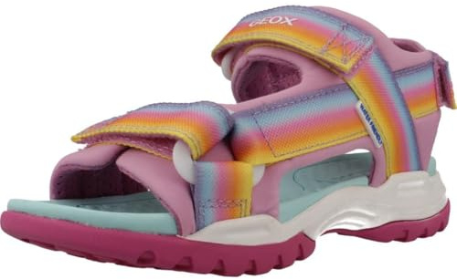 Geox J Borealis Girl A Sandal, Dk Pink/Multicolor, 28 EU