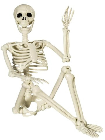 KEELYY Halloween Skelett 90 cm mit beweglichen Gelenken - Realistische Dekoration für Innen und Außen - Zubehör für Faschingspartys