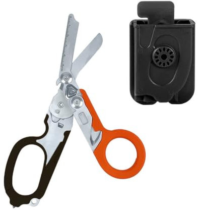 Trauma Scissors 6-in-1 Multifunktions-Klappschere, ideal für Notdienste oder den professionellen Einsatz bei alltäglichen Aufgaben, orange-schwarz