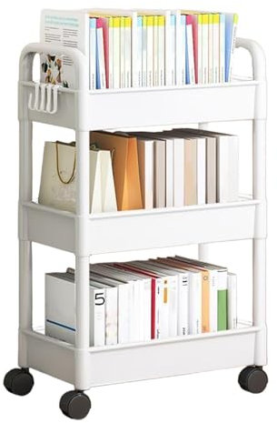 3-Tier Rolling Storage Cart | White Organizer Trolley, Ideal For Baby Nursery, Dorm, Kitchen, Bathroom