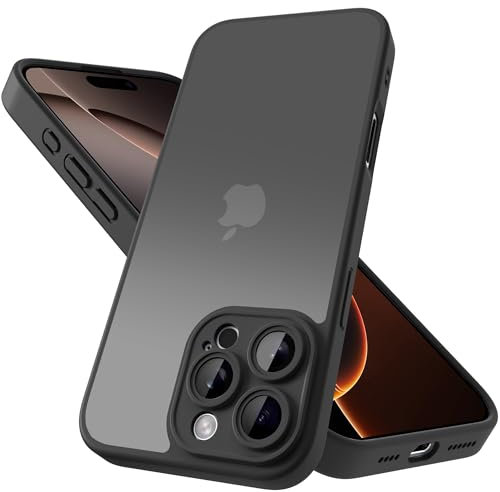 Mootobo for iPhone 16 Pro Max with Camera Lens Full Cover Protection, Military-Grade Drop Protection Phone Case, Anti-Fingerprint Slim Shockproof Matte Back 6.7 inch– Black