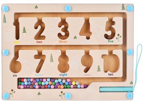 Wooderma Montessori Spielzeug Magnetspiel Labyrinth ab 2 3 4 5 Jahre, Magnet Spielzeug, Motorikspielzeug Holzspielzeug Sortierspiel Lernspiele Kinderspielzeug, Puzzle Board Spiele, Geschenk für Kinder