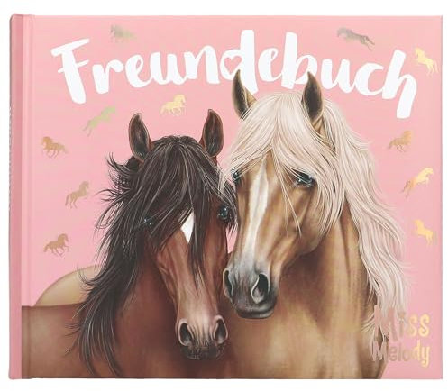Depesche 13198 Miss Melody - Freundebuch in Rosa, mit Pferde Motiv und Pony Muster in Gold, Freundschaftsbuch mit 108 Seiten zum Eintragen und Verzieren