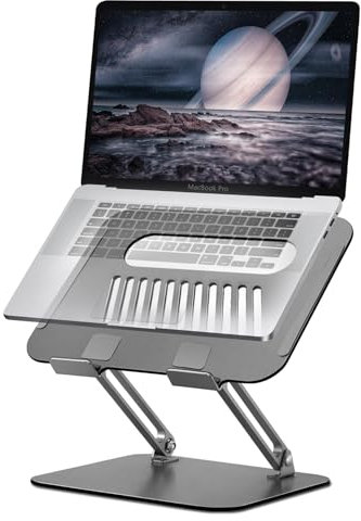 Fccabin Verstellbarer faltbarer Laptop-Ständer, Metall, tragbar, rutschfest, erhöht, neigbar, ergonomischer Laptop-Ständer für Schreibtisch, Computer, Notebook-Ständer, kompatibel mit iPad, alle