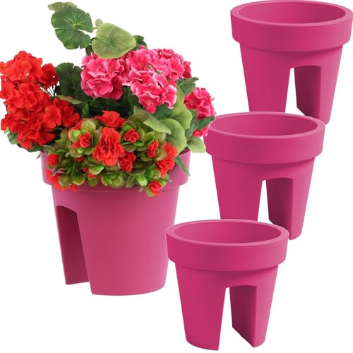 botle Satz von 3 Stück Balkonkiste Blumenkasten Geländerkasten Balkonkasten Geländertopf ?24,5cm | 5 L Fuchsia Balkon-Blumenkasten oval