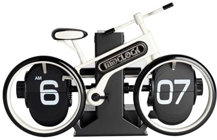 Irishom Fahrrad-Klappuhr für den Schreibtisch, Vintage-Dekor, mechanische Digitale Tischuhr, Fahrrad-Seitenwender, batteriebetrieben, kleine Uhr, Geschenkideen, Coole Dinge für Zuhause