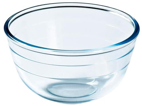 Tradineur - Bol de mezclas de vidrio de borosilicato, extra resistente, cuenco multiusos, cocina, apto para horno y lavavajillas (500 ml - 15 x 9 cm)