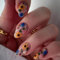 Noerrors 3D Embossed Flower False Nails, 24Pcs Short Medium Almond Press On Nails Colorful Flowers Floral Bee Spring Summer Cute Acrylic Fake Nude Stick Glue on Nails for Women Girls Manicure