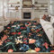 HUGEAR Schwarz Waschbarer Teppich Blumenmuster 200x300cm Blumen Boho Neutral Modern Rugs for Living Room Weich rutschfest Groß Tepich Kurzflor Schlafzimmer Carpet Esszimmer Bedroom Teppiche Büro