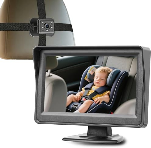 CAMECHO Baby Car Camera 4.3 Inch Anti-Glare Baby Car Monitor with Night Vision, Wide View Angle Baby Car Mirror for Infant Newborn Kids for Backseat Rear Facing Car Seat
