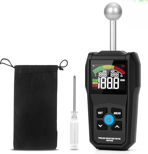 Misuratore di Umidità, Misuratore Umidità Muri Profondità di Analisi 5-40 mm, Igrometro Professionale Indicatore di Umidità con LCD a Colori E allarme Acustico Per Pareti, Legno, Intonaco, Pavimenti