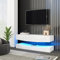 Moimhear Mueble de TV de alto brillo, 180 x 40 x 34 cm, con iluminación LED, soporte de TV flotante (blanco)