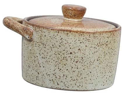iplusmile Ceramic Stewing Pot Lid Japanese Style Steam Egg Bowl for Stewing Convenient and Versatile Cooking Pot for Healthy Soups and Individual Meals Retro Aesthetic Design