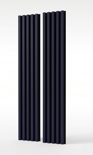 MEBANO. Akustikpaneele auf Schwarzplatte 2 Stücke x (26,5x240 cm) Wandpaneele Farbe: Indigo Blau MDF Wandverkleidung Innen Moderne Lamellenwand Deko Wand