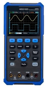 ZADCCS Multimetro oscilloscopio Portatile 2CH HDS2202S 200 MHz 1GSa/s Generatore di segnali a Forma d'onda 25 MHz Strumento di Test USB da 3,5 Pollici Test di Tensione e Corrente(2202)