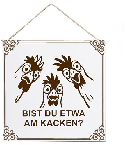 Dekolando Lustiges Toilettenschild Bist du etwa am Kacken? Huhn Hühner – Deko 15×15 cm (auch 20×20 cm) | Witziges WC-Schild | Türschild zum Aufhängen – für Toilette & Gäste-WC