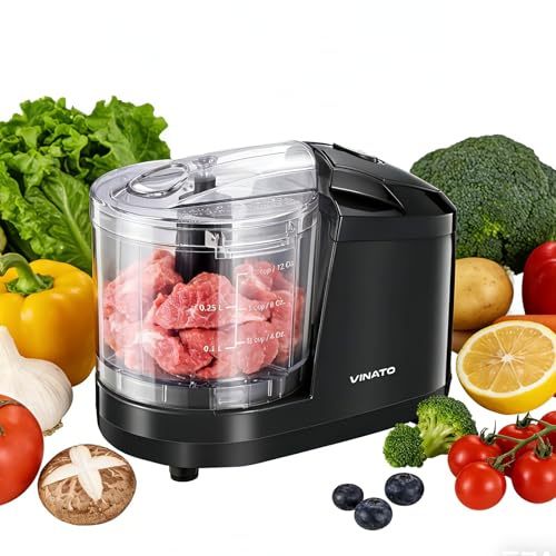 VINATO Tritatutto Elettrico 350ml | Lame in Acciaio Inossidabile | Veloce & Versatile per Carne, Verdura, Noci & Erbe