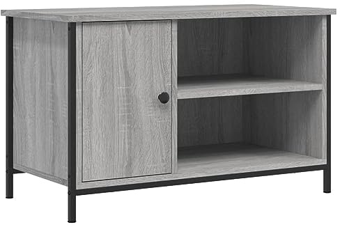 Générique Mobile TV con spazio 80 x 40 x 50 cm, legno di ingegneria grigio Sonoma, 1 scomparto con porta e 2 ripiani aperti, gambe in ferro stile industriale, ideale per DVD e console