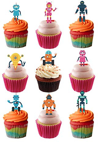 Top That Kuchendekoration, essbar, mit Robotermotiv, 20 Stück