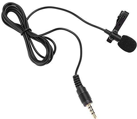 Bewinner 3.5mm Jack Mini con Cable Micrófono con Clip Solapa Micrófono de Condensador de Manos Libres Micrófono para grabación de Voz Audio, Video y Manos Libres