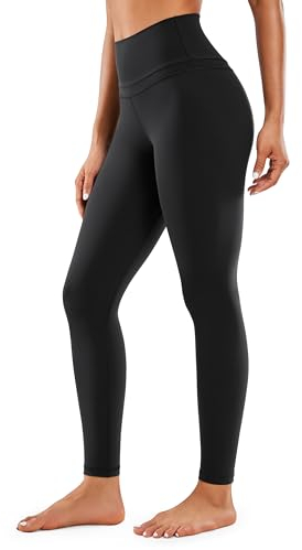 CRZ YOGA Naked Feeling Damen Leggings High Wasit Sportleggins Blickdicht Lange Sport Leggins Yogahose - 71cm Schwarz 42