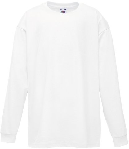Fruit of the Loom Children's Long Sleeve T-Shirt (Pack of 2), White, 9-11 Years