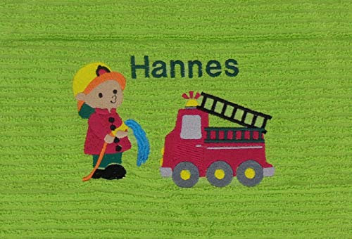 pinkeSterne ☆ Kita-Handtuch Kindergartenhandtuch FEUERWEHR 30x50cm