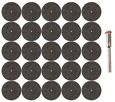 Resin Cutting Wheel 32mm Rotary Tool Cutting Disc Fiberglass Reinforced Cut-off Discs Kit for Grinding (25PCS Cutting Wheels + 1PCS 36mm Mandrel)