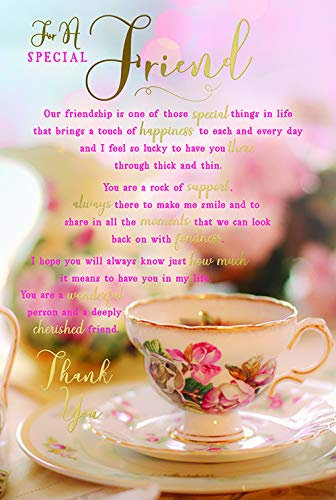 for A Special Friend China Tea Cup Sentiments Happy Birthday Card Lovely Verse