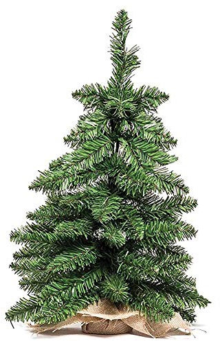 Mini Albero di Natale Verde con sacco di iuta Juta, Alberello Pino altezza 90 cm diametro Ø 50 cm 100 rami