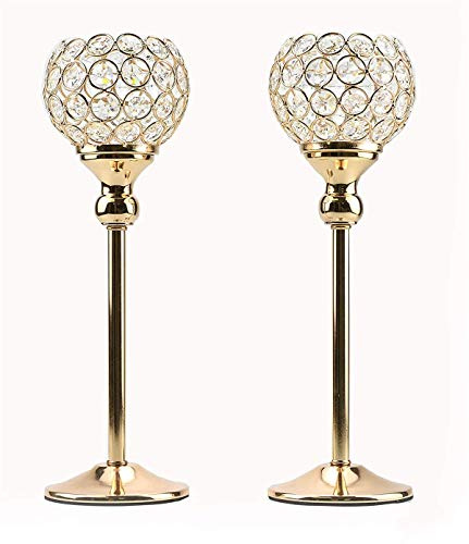 2 Stücke Hohe Kristall Kerzenhalter Chamberstick für Jubiläumsfeier Muttertag Tischdekoration (300mm)