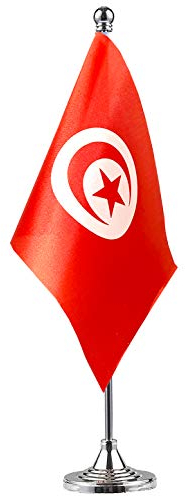 GentleGirl. Tischflaggen mit USA-Tunesien-Flagge, klein, tunesische Flagge, Büro-Schreibtischflagge auf Ständer mit Ständer, internationale Festival-Dekoration, tunesische Themen-Party-Dekoration,