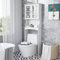 GOPLUS Meuble Étagère de Salle de Bain, Rangement au Dessus des Toilettes WC ou Lave-Linge, Armoire Verre Transparente et Étagère Ouverte, 60x21,5x170,5CM, Blanc