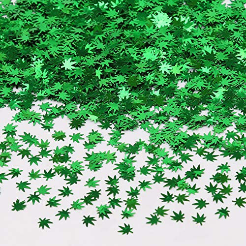 SAVITA 50 Grams Weed Leaf Nail Glitter, Makeup Nail Body Art Glitter Flakes Sequins for DIY Crafts Festival Decoration (Green)